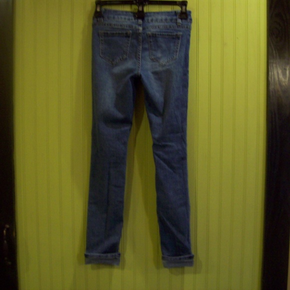 Blue Candy Skinny Jeans Denim Double Button Size 0 - Picture 3 of 8